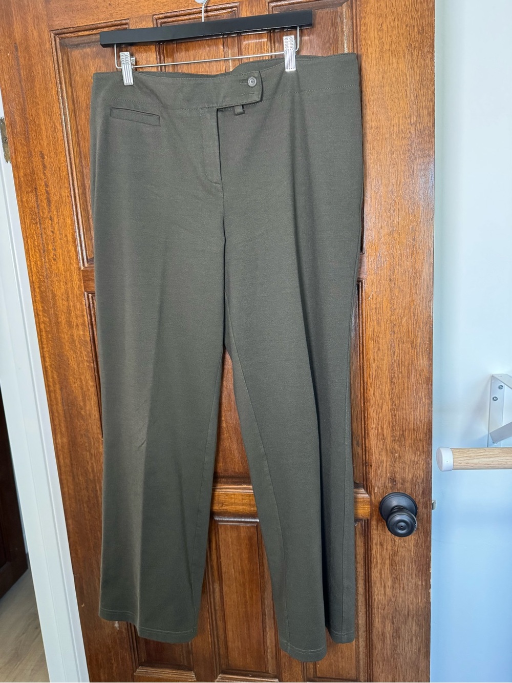 Eileen Fisher Dark Brown/Olive Green Wide-Leg Trousers